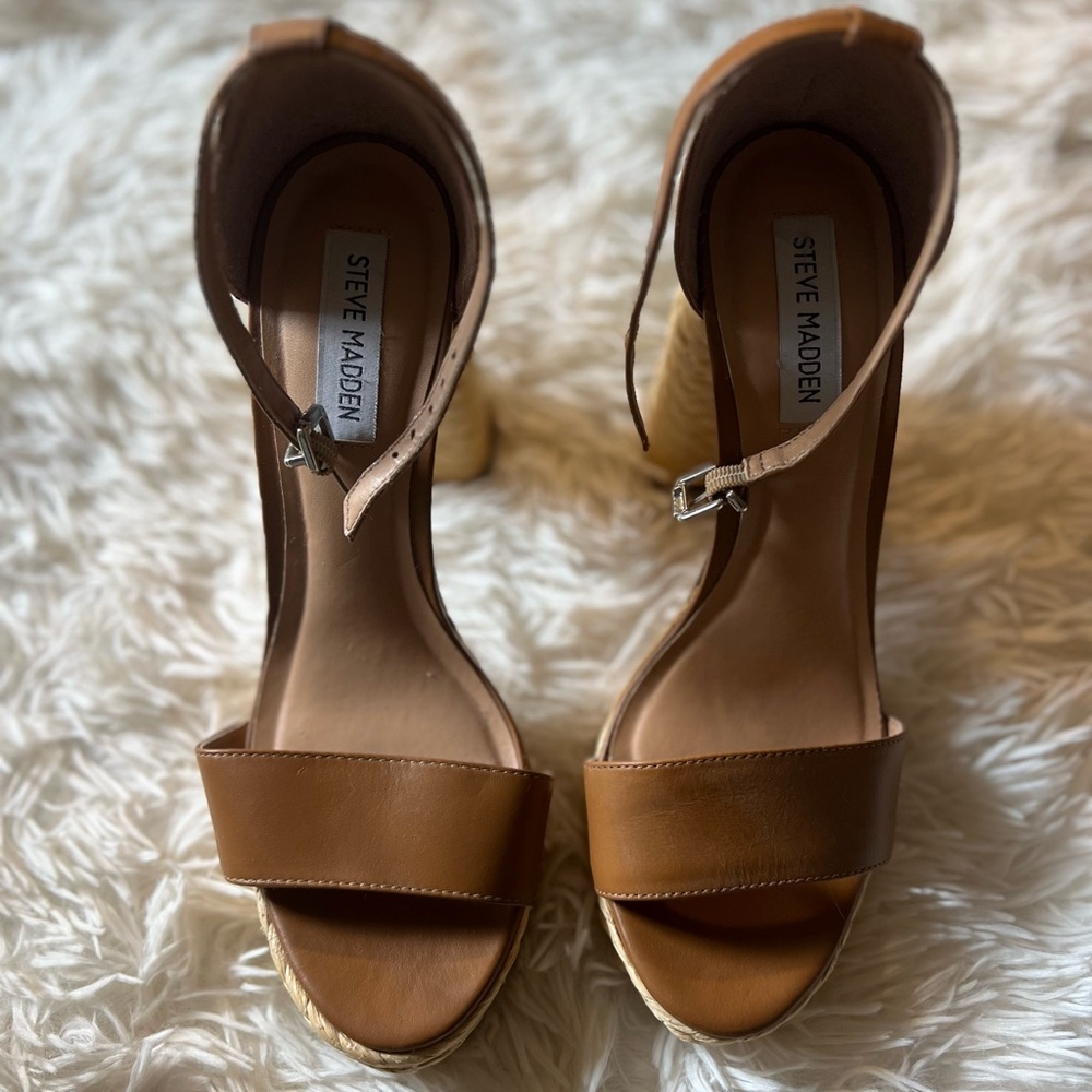 Steve Madden Sandal Raffia Candie Heeled Platform